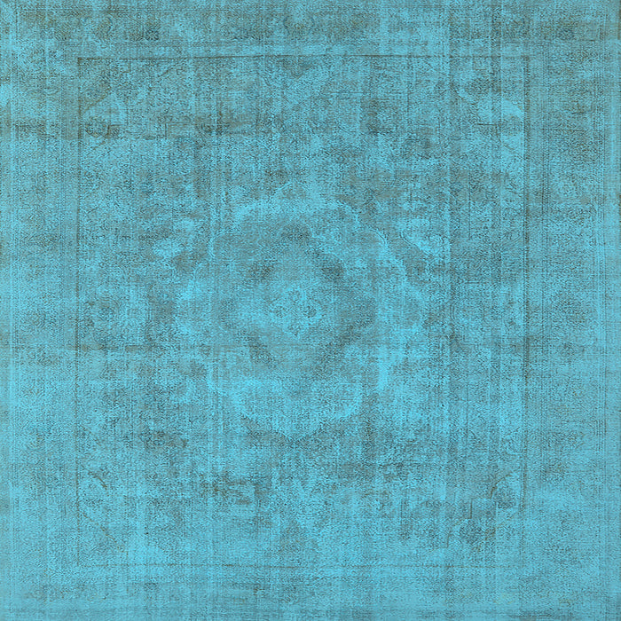 Square Machine Washable Oriental Light Blue Industrial Rug, wshurb1754lblu