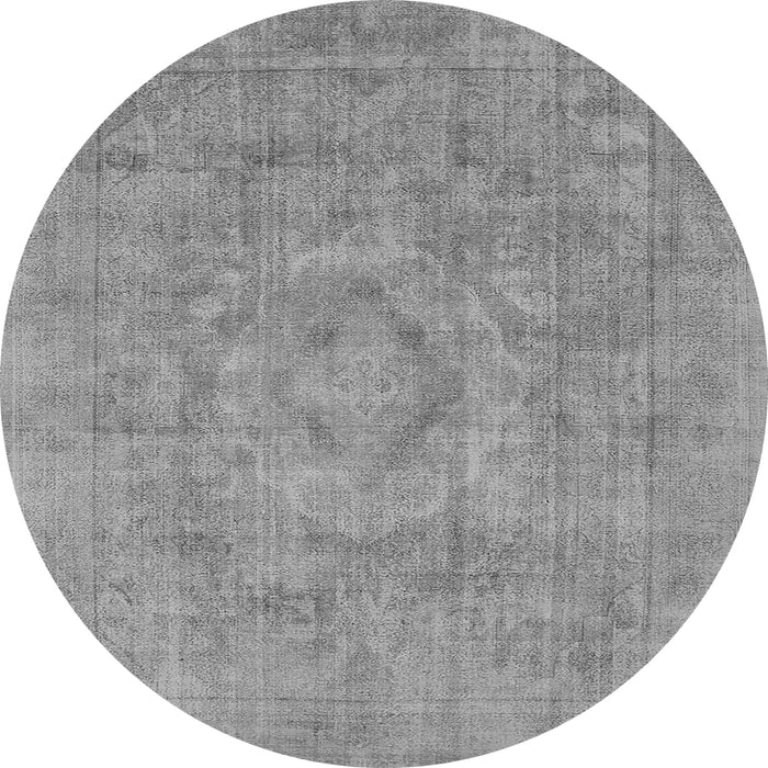 Round Machine Washable Oriental Gray Industrial Rug, wshurb1754gry