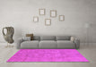 Machine Washable Oriental Pink Industrial Rug in a Living Room, wshurb1754pnk
