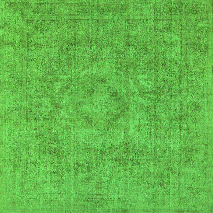 Square Machine Washable Oriental Green Industrial Area Rugs, wshurb1754grn