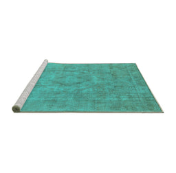 Sideview of Machine Washable Oriental Turquoise Industrial Area Rugs, wshurb1754turq
