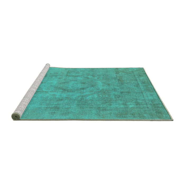 Sideview of Machine Washable Oriental Turquoise Industrial Area Rugs, wshurb1754turq