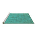 Sideview of Machine Washable Oriental Turquoise Industrial Area Rugs, wshurb1754turq