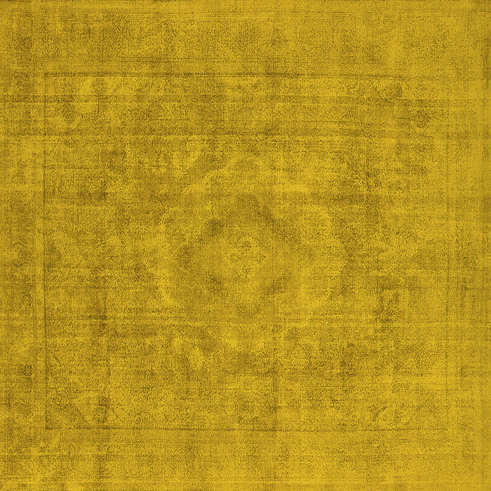 Square Machine Washable Oriental Yellow Industrial Rug, wshurb1754yw