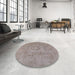 Round Machine Washable Industrial Modern Rose Dust Purple Rug in a Office, wshurb1754