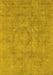 Machine Washable Oriental Yellow Industrial Rug, wshurb1754yw