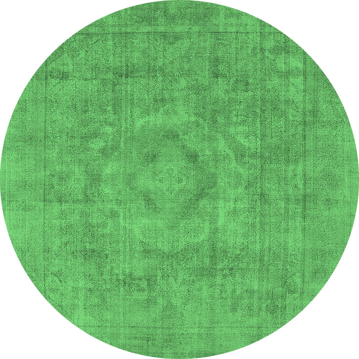 Round Oriental Emerald Green Industrial Rug, urb1754emgrn