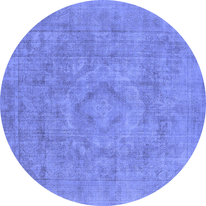 Round Oriental Blue Industrial Rug, urb1754blu