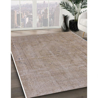 Mid-Century Modern Dark Almond Brown Oriental Rug, urb1755