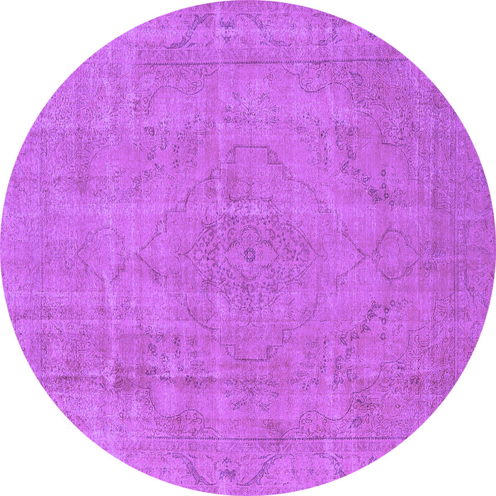 Round Oriental Purple Industrial Rug, urb1755pur