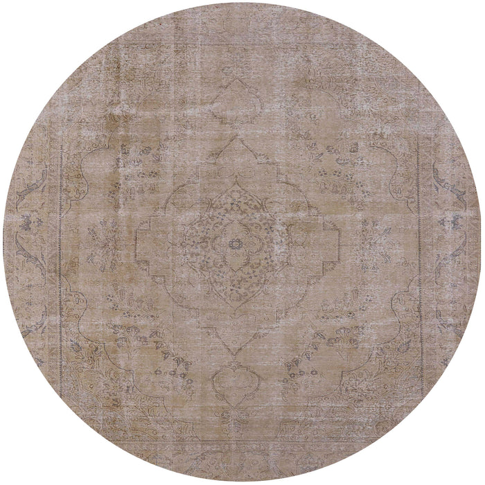 Round Machine Washable Industrial Modern Dark Almond Brown Rug, wshurb1755