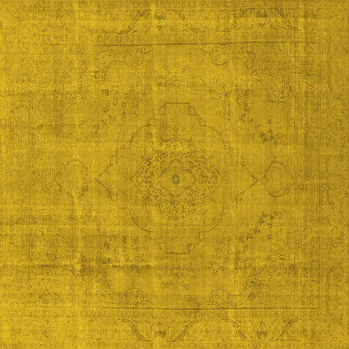Square Machine Washable Oriental Yellow Industrial Rug, wshurb1755yw