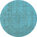 Round Oriental Light Blue Industrial Rug, urb1755lblu