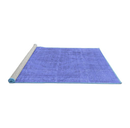 Sideview of Machine Washable Oriental Blue Industrial Rug, wshurb1755blu
