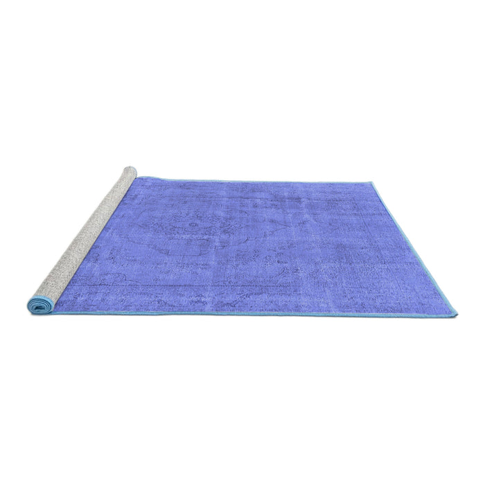 Sideview of Machine Washable Oriental Blue Industrial Rug, wshurb1755blu