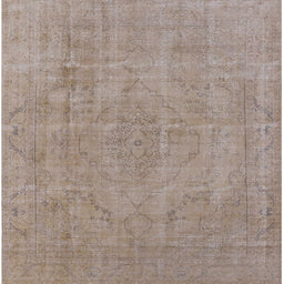 Square Mid-Century Modern Dark Almond Brown Oriental Rug, urb1755