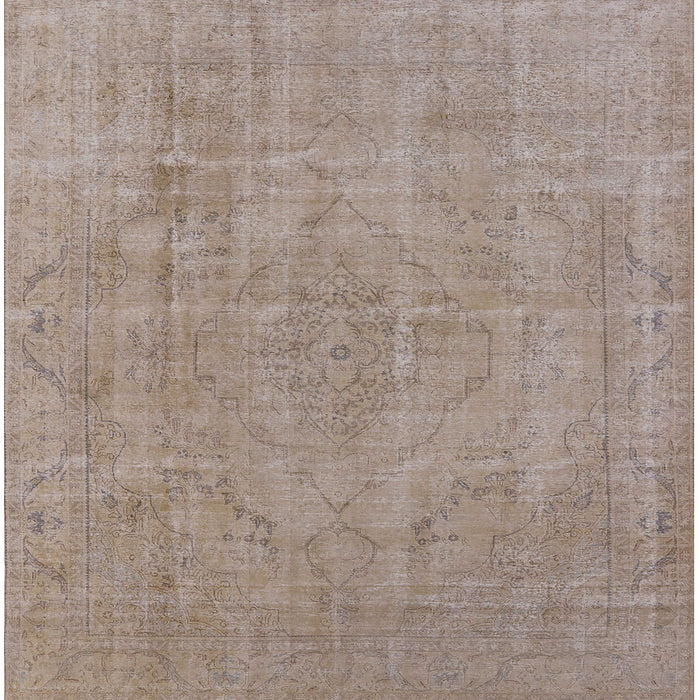 Square Mid-Century Modern Dark Almond Brown Oriental Rug, urb1755