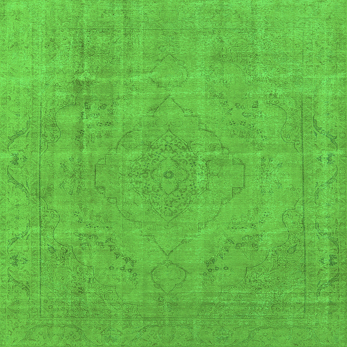 Square Machine Washable Oriental Green Industrial Area Rugs, wshurb1755grn