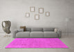 Machine Washable Oriental Pink Industrial Rug in a Living Room, wshurb1755pnk