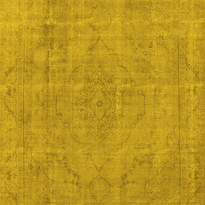 Machine Washable Oriental Yellow Industrial Rug, wshurb1755yw