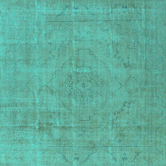 Square Machine Washable Oriental Turquoise Industrial Area Rugs, wshurb1755turq