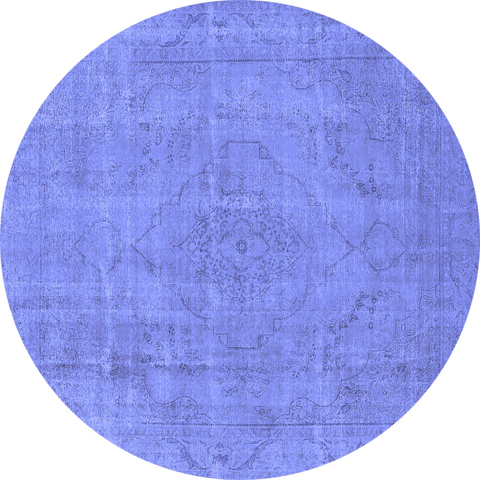Round Oriental Blue Industrial Rug, urb1755blu