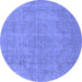 Round Oriental Blue Industrial Rug, urb1755blu