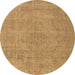 Round Oriental Brown Industrial Rug, urb1755brn