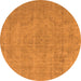 Round Machine Washable Oriental Orange Industrial Area Rugs, wshurb1755org