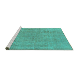 Sideview of Machine Washable Oriental Turquoise Industrial Area Rugs, wshurb1755turq