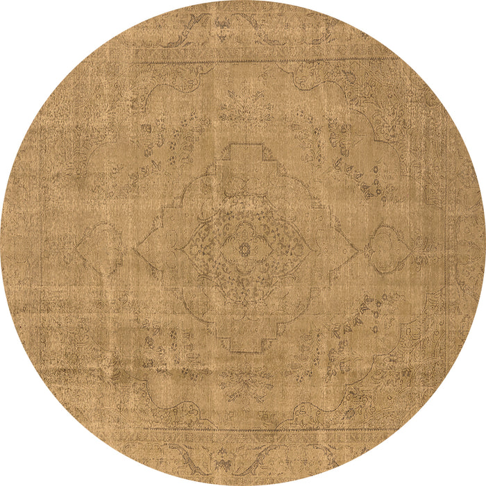 Round Machine Washable Oriental Brown Industrial Rug, wshurb1755brn
