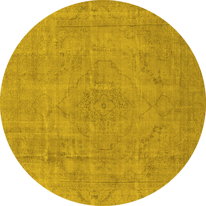 Round Oriental Yellow Industrial Rug, urb1755yw