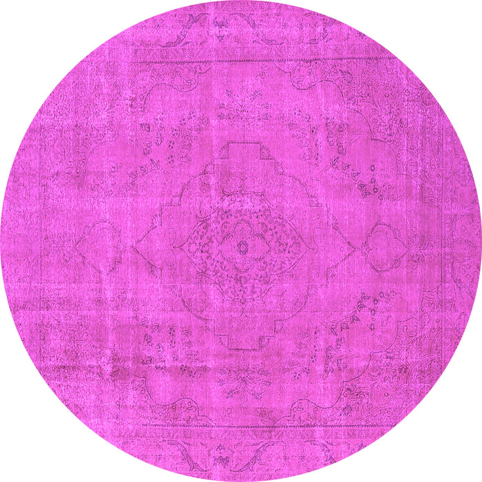 Round Machine Washable Oriental Pink Industrial Rug, wshurb1755pnk
