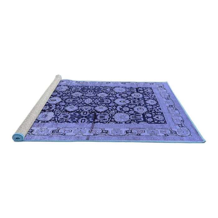 Sideview of Machine Washable Oriental Blue Industrial Rug, wshurb1756blu