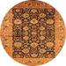 Round Machine Washable Oriental Orange Industrial Area Rugs, wshurb1756org