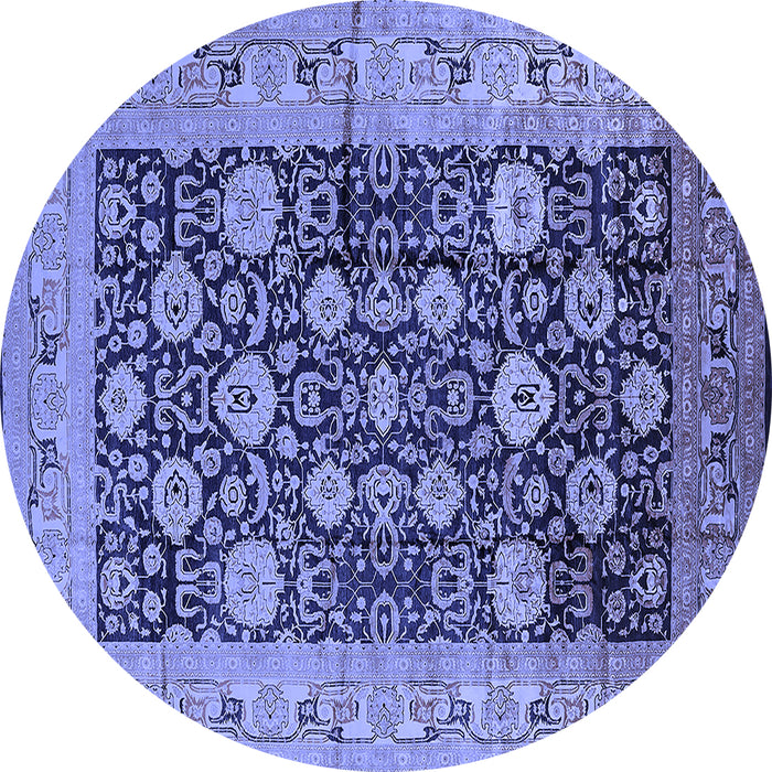 Round Machine Washable Oriental Blue Industrial Rug, wshurb1756blu