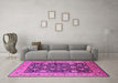 Machine Washable Oriental Pink Industrial Rug in a Living Room, wshurb1756pnk