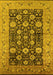 Machine Washable Oriental Yellow Industrial Rug, wshurb1756yw