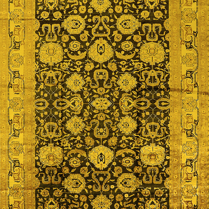 Machine Washable Oriental Yellow Industrial Rug, wshurb1756yw