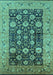 Machine Washable Oriental Turquoise Industrial Area Rugs, wshurb1756turq