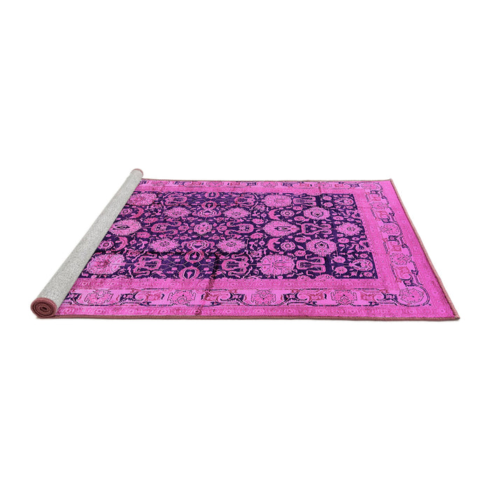 Sideview of Machine Washable Oriental Pink Industrial Rug, wshurb1756pnk