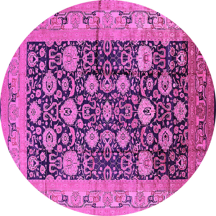 Round Machine Washable Oriental Pink Industrial Rug, wshurb1756pnk