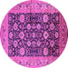 Round Machine Washable Oriental Pink Industrial Rug, wshurb1756pnk