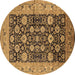 Round Oriental Brown Industrial Rug, urb1756brn