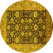 Round Oriental Yellow Industrial Rug, urb1756yw