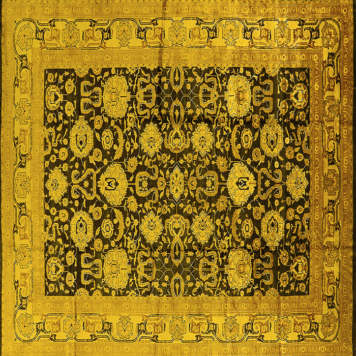 Square Machine Washable Oriental Yellow Industrial Rug, wshurb1756yw