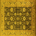 Square Machine Washable Oriental Yellow Industrial Rug, wshurb1756yw