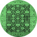 Round Oriental Emerald Green Industrial Rug, urb1756emgrn