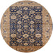 Round Mid-Century Modern Purple Oriental Rug, urb1756