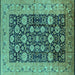 Square Oriental Turquoise Industrial Rug, urb1756turq